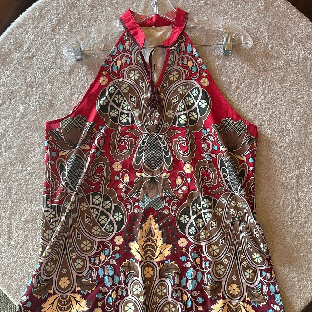 Red Paisley Halter Top